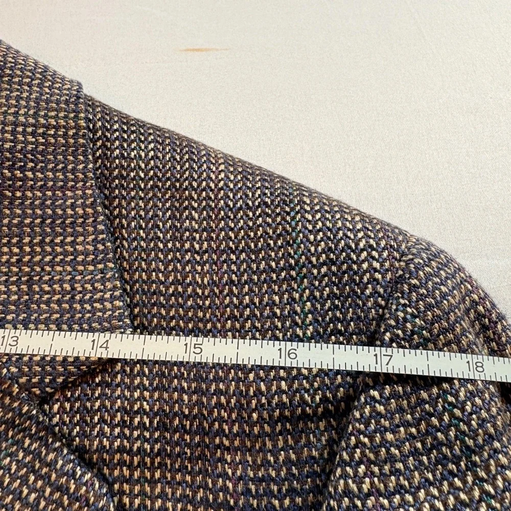 Bill Blass Mens Blazer Sport Coat 40R Blue Tan Micro Pattern Wool Blend USA